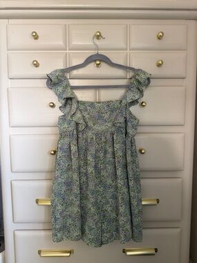 Storia Green Floral Ruffle Mini Romper